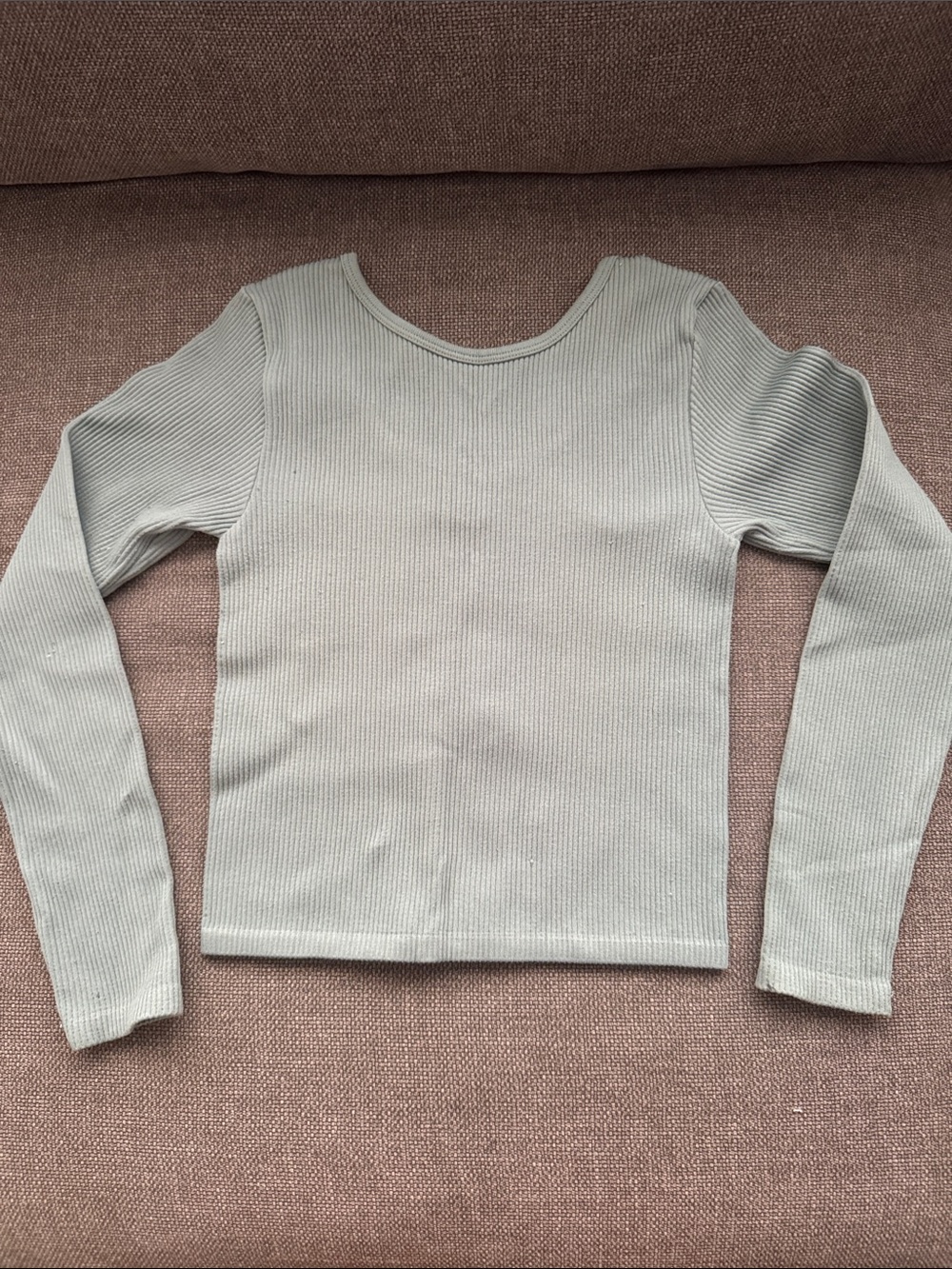 Zara Girls  Size L - Long Sleeve Ribbed fitted shirt- Light Sage